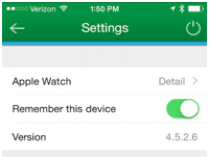 screenshot of apple watch under Settings menu