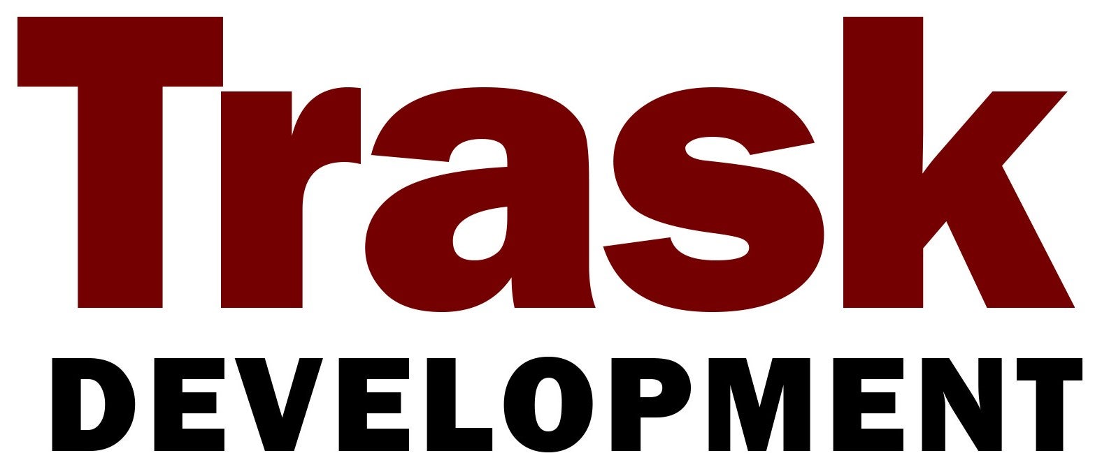 Trask Development logo in red, bold font
