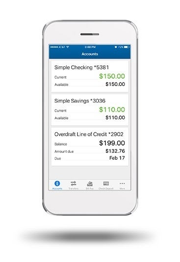 Floating smart phone graphic with the Cambridge Savings Bank mobile banking app on screen