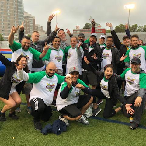 The CSB team posing together at a wiffle ball charity tournament